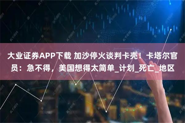 大业证券APP下载 加沙停火谈判卡壳!卡塔尔官员:急不得,美国想得太简单_计划_死亡_地区